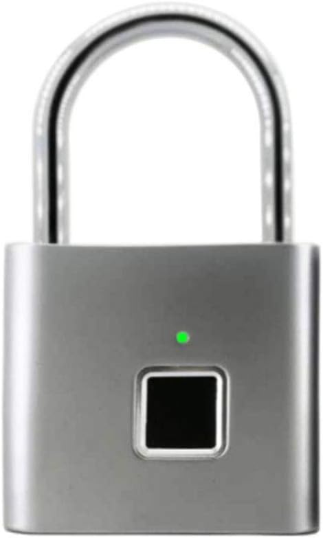 ZBQ Fingerprint Smart Padlock Multifunction Fingerprint Lock Waterproof Dustproof Locker Suitcase Padlock Silver Grey