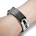 Flongo Men's Vintage Stainless Steel Black Cross Silver English Bible Lords Prayer Link Wrist Bracelet, 9.8 inch Easter Gifts