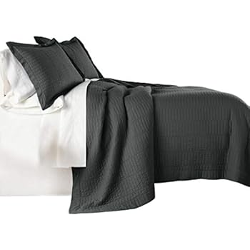 Chezmoi Collection Yuma 3 Pieces Modern 100%-Cotton Pre-Washed Soft-Finished Quilt Set (Queen, Dark Gray)