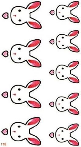 VanTattoo (6 Sheets) Fashion Body Art Stickers Removable Waterproof Temporary Tattoo Cute Bunny Rabbit Cartoon Kids