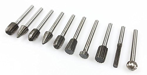 Rotary Tools NEW 10pc Alloy Steel Burr Bit Set Wood Carving Rasps For Dremel Burs 1/8