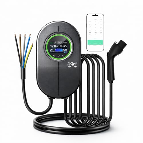 Smart EV Charger | Wall Mounted | 22kW, 3-Phase, GBT | Wi-Fi Enabled | RFID Access | 5m Cable | Waterproof | LCD Display | 32A, 400V AC | for BYD, VW ID.4/ID.6, Rox, Leopar