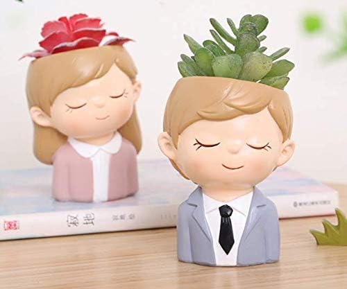 One Set of Love Couple Succulent Planter Pots for Office House Balcony Landscape Creative Decorative Flower Pots (Love Couple)