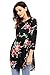 AlvaQ Womens Summer 3 4 Sleeve Sexy Floral Blouses Juniors Fashion 2017 Plus Size Ruffle Tops Work Tunic Black
