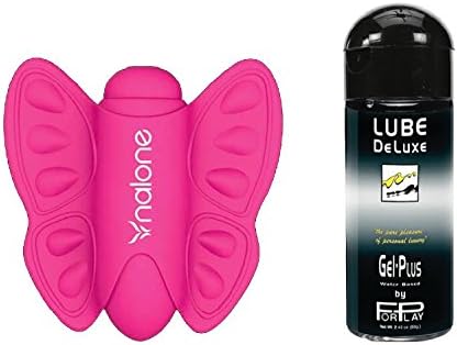 Nalone Madam Mini Silicone Butterfly Massager Pink With Free Long Lasting Personal Lubricant 2.5 Oz Bottle Water-based Forplay lube deluxe Plus
