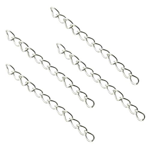 NX Garden Tail Extender Chain 100PCS Silver 50 x 4mm Chain Extension Tails for DIY Jewelry Making