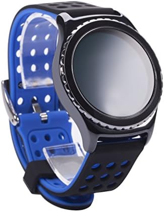 Gear S2 Classic Bands, jinpinzhi Soft Silicone Replacement Sport Band for Samsung Gear S2 Smart Watch(ONLY For SM-732) (Black/Blue)