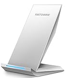 Fast Wireless Charger, Pasonomi Wireless Charging Stand for Samsung Galaxy Note 8 S8 S8 Plus S7 S7 Edge S6 Edge Plus Note 5 and Standard Charge for iPhone X iPhone 8 / 8 Plus (No AC adapter), Silver