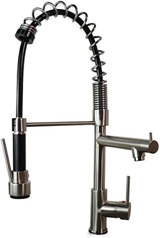 RAINMAX Kitchen sink faucet with Single Handle, Brushed Nickel, Dual Function Stream and Pull-out Sprayer, Hot &amp; Cold Mixer, Heavy-duty, Best Commercial, UPC NSF AB1953 Compliant (RAN-A-056)