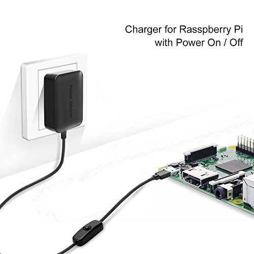 BSSPOWER Power Supply Charger Adapter 5V 3A (3000mA) Micro USB with On / Off Switch Cord 1.5M/5Ft for Raspberry Pi 3 2 3B Zero