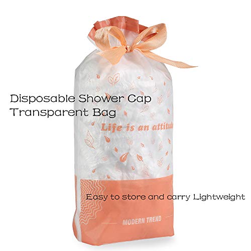 Disposable Shower Caps,MASWATER 100 Pcs Plastic Waterproof Clear Bath Caps Shower Hair Caps for Home Use,Women Spa,Hotel and Hair Salon, Portable Travel Normal Size - Thumbnail 6
