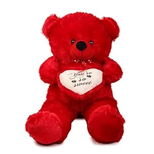 NKL Standing Teddy Bear with Heart 24 inch Red (Pack of 2)