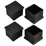 uxcell Rubber Square Shaped Home Furniture Foot Leg End Cap Cover 38mm x 38mm 4pcs Black
