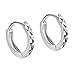 QTALKIE 925 Sterling Silver Polish Finishing Diamond-Cut Huggie Small Hoop Earrings 8mm