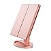 Makeup Vanity Cosmetic Mirror 21 LED Lights, LED Lighted Table Makeup Mirror Touch Screen, Portable Travel Cosmetic Mirror 3X/2X Magnification Detachable (Rose Gold)