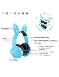 Auriculares de gato para niños, inalámbricos con LED que cambian de color para Navidad, fiestas, regalos de cumpleaños, niños, mujeres, adultos