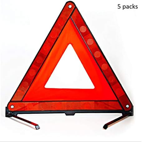 Car Tripod Warning Sign Folding Safety Stop Sign Car Strong Reflective Three-Legged Warning Stand (Color : 5 Packs, Size : 43cm)