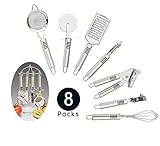 Sveetlife Gadgets Set 8-Piece Essential Kitchen Utensils Set Practical Design Stainless Steel Kitchen Tool Set with Utensil Holder for Cooking Meals Housewarming Gift