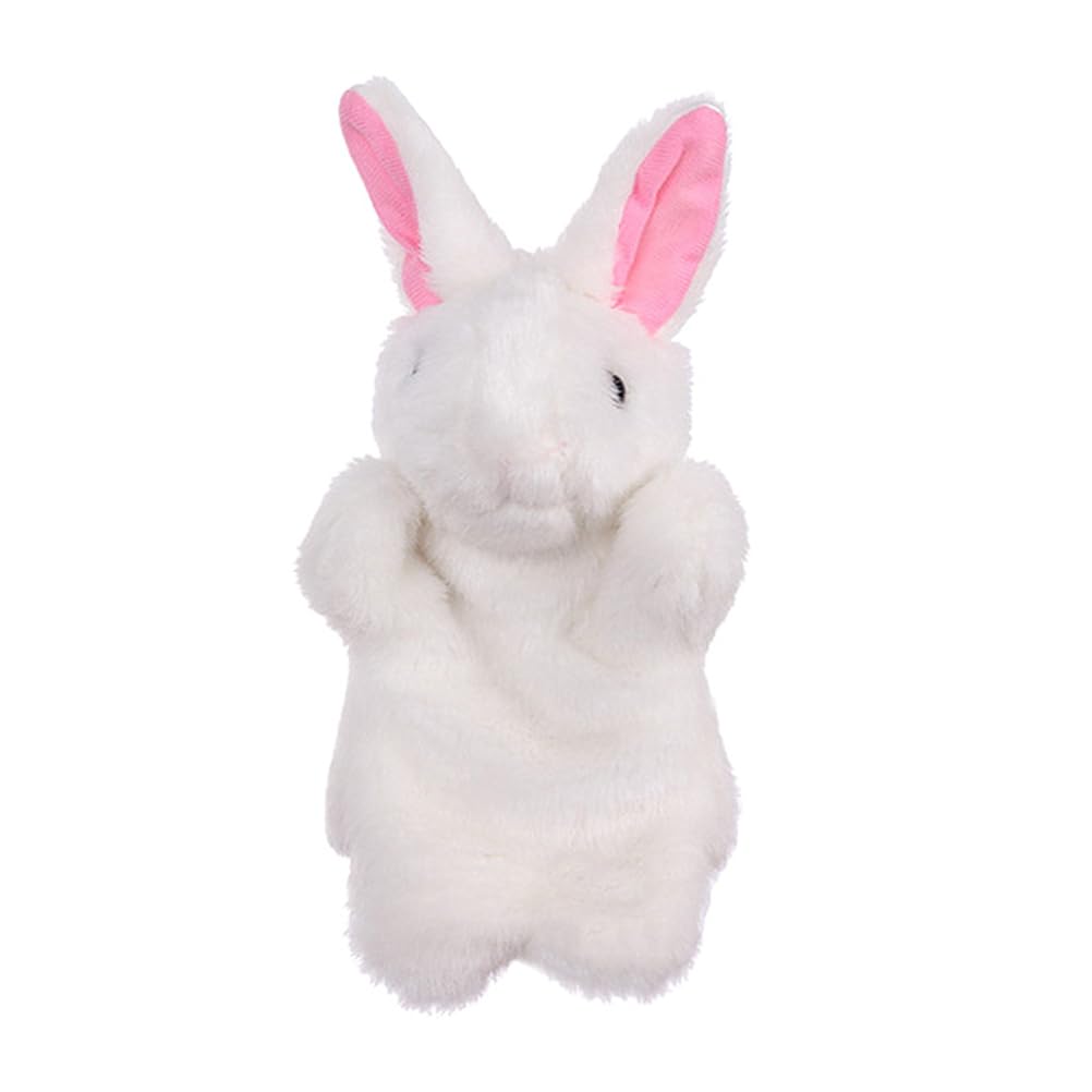 Tomaibaby White Rabbit Hand Puppet, Cute Plush Bunny Puppet Toy, Finger Puppets for Toddlers Role Play Nursery Rhyme Puppets Easter Party Favors