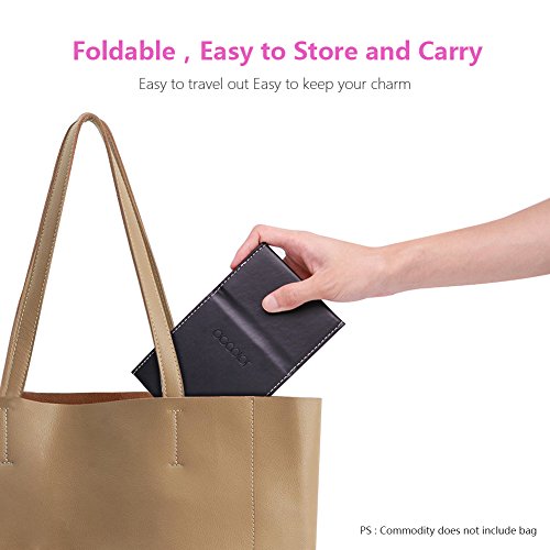 image for Docolor Makeup Pocket Mirror Portable Folding Stand Travel Mirror（Bl