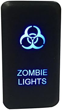 Push Button Switch Blue Zombie Lights On/Off with Connector Wire Kit for Toyota Landcruiser 200mm