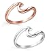 JOERICA 2PCS Stainless Steel Womens Rings for Girls Wave Rings Size 6