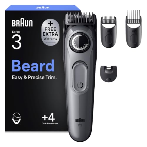 Braun Series 3 Beard Trimmer for Men, BT3525, Moonstone Grey