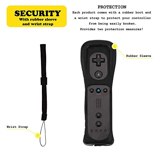 ZeroStory 1 Pack Classic Wireless Controller for Nintendo Wii and Wii U Console, Gamepad with Protective Silicone Case and Wrist Strap (Black) - Thumbnail 4