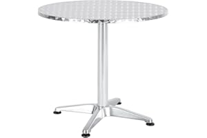 BTEXPERT Silver Indoor Outdoor 27.5" Restaurant Table for Patio Stainless Steel Aluminum Furniture with Base, 27.5Inch Round X 27.7" Height-One
