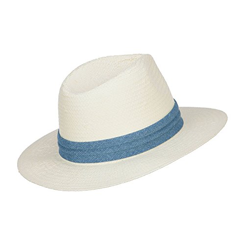 Toyo Fedora Hat with Color Band - Cream Denim OSFM