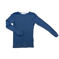 Pure Merino Wool Kids Thermal Top. Base Layer Underwear Pajamas. Blue 9-10 Yrs