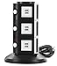 Aduro Surge Protector Power Tower Family Multi Charging Station - 9 Outlets and 6 USB Ports, Smart Charge Technology for iPhone, iPad, Galaxy Nexus (Black)