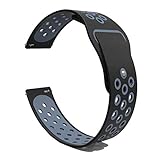 B-Great 20mm Quick Release Breathable Watch Band Compatible with Samsung Galaxy Watch (42mm) Garmin Vivoactive 3 Music Garmin Forerunner 645/Music Ticwatch C2/E Amazfit Bip Smartwatch, Black/Gray