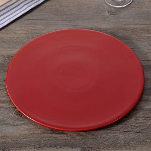 SEYMM Western Hotels ceramic disc tray round flat plate flat plate solid black matte SEYMM (Color : Red, Size : 10in)