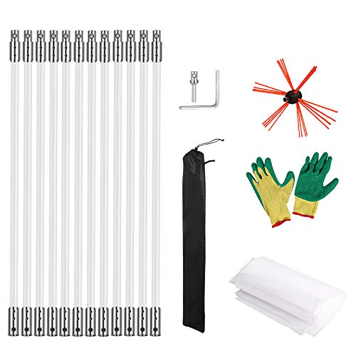 Morinoli 39ft Chimney Cleaning Kit Vent Chimney Cleaning System with Extension Rob Extends Up Flexible Nylon Rods,Includes Trim-to-Fit Spinning Chimney Whip（12 Rods） - Thumbnail 7