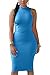 Prograce Women's High Collar Sleeveless Back Hollow Out Bandage Midi Bodycon Dress