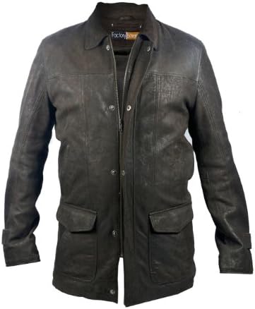 FactoryExtreme Apex Caliber Hazel Mens Brown Leather Jacket, Large, Brown