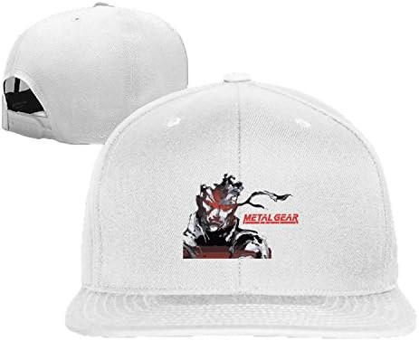Unisex Metal Gear Solid snap-back flat brim hat White One Size