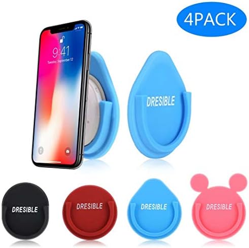 Car Phone Mount for Socket, Dresible 4 Pack Silicon Phone Grip Holder for Phone with Popup Stand&Collapsible Grip, Used in Car Dashboard for GPS and Office, Home, Desk, Kitchen, Wall