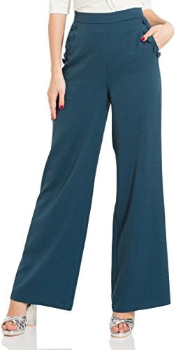 VOODOO VIXEN Sara Retro 40's 50's Vintage High Waist Wide Leg Trousers