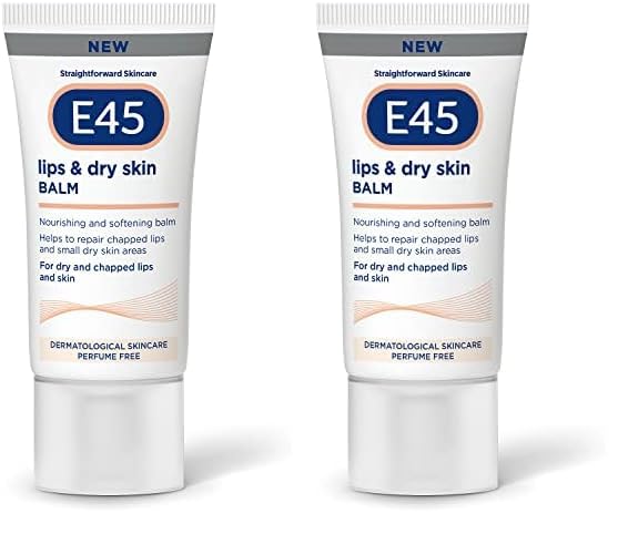 E45 Moisturising Lip Balm for Dry & Cracked Lips - Hydrating & Nourishing with Vitamin E - 30ml (Pack of 2)