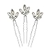 Yean Bridal Hair Pins Wedding Rhinestones Hair Clips Accessories for Women and Girls (Set of 3) (Silver)