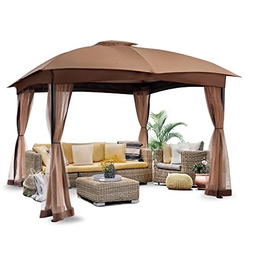 FAB BASED 10x10/10x12 Gazebo for Patio, Double Vent Canopy Gazebo with