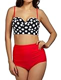 High Waisted Two Piece Swimsuits for Women Push Up Bathing Suits Bikini Polka Dot