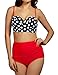 High Waisted Two Piece Swimsuits for Women Push Up Bathing Suits Bikini Polka Dot