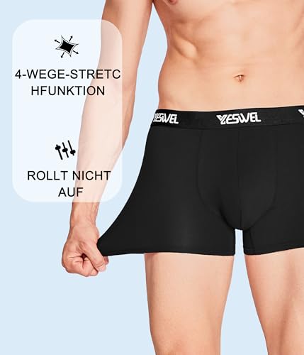 YESWEL Men's Boxers 6 Pack Super Soft Bamboo Underpants Elastic Waist Underwear (M-3XL)