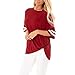 Moilant Women Summer Casual Short Sleeve Tunics Striped T-Shirt O-Neck Shirts Tops Blouse Redthumb 2