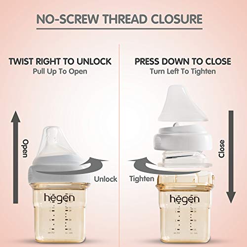 hegen Baby Bottles Anti Colic Baby Bottles Wide Neck Breastfeeding System 8 oz with Medium
