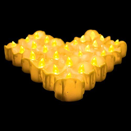Virocana Tea light Candles -Battery Operated Smokeless Flameless LED Candles (Flickering Yellow Set of 12)