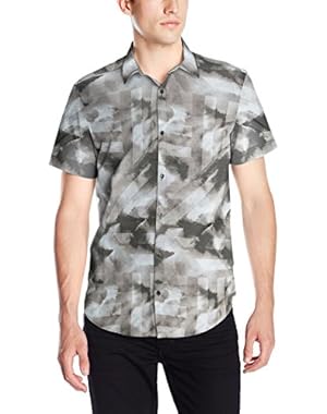 Calvin Klein Men's Short Sleeve Two Button Mesh Shirt